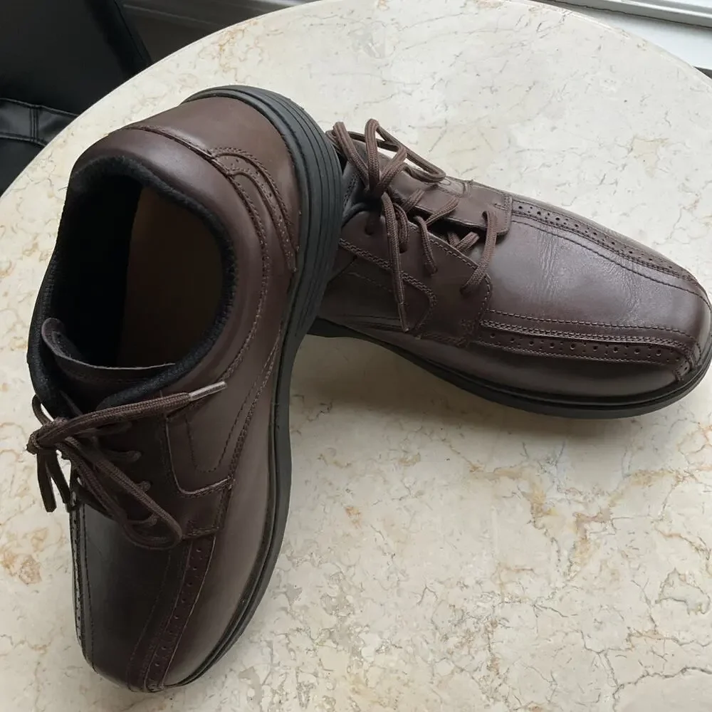 ORTHOFEET #467 Mens‎ size 12 wide Brown Gramercy Leather Shoes Size 12 2E